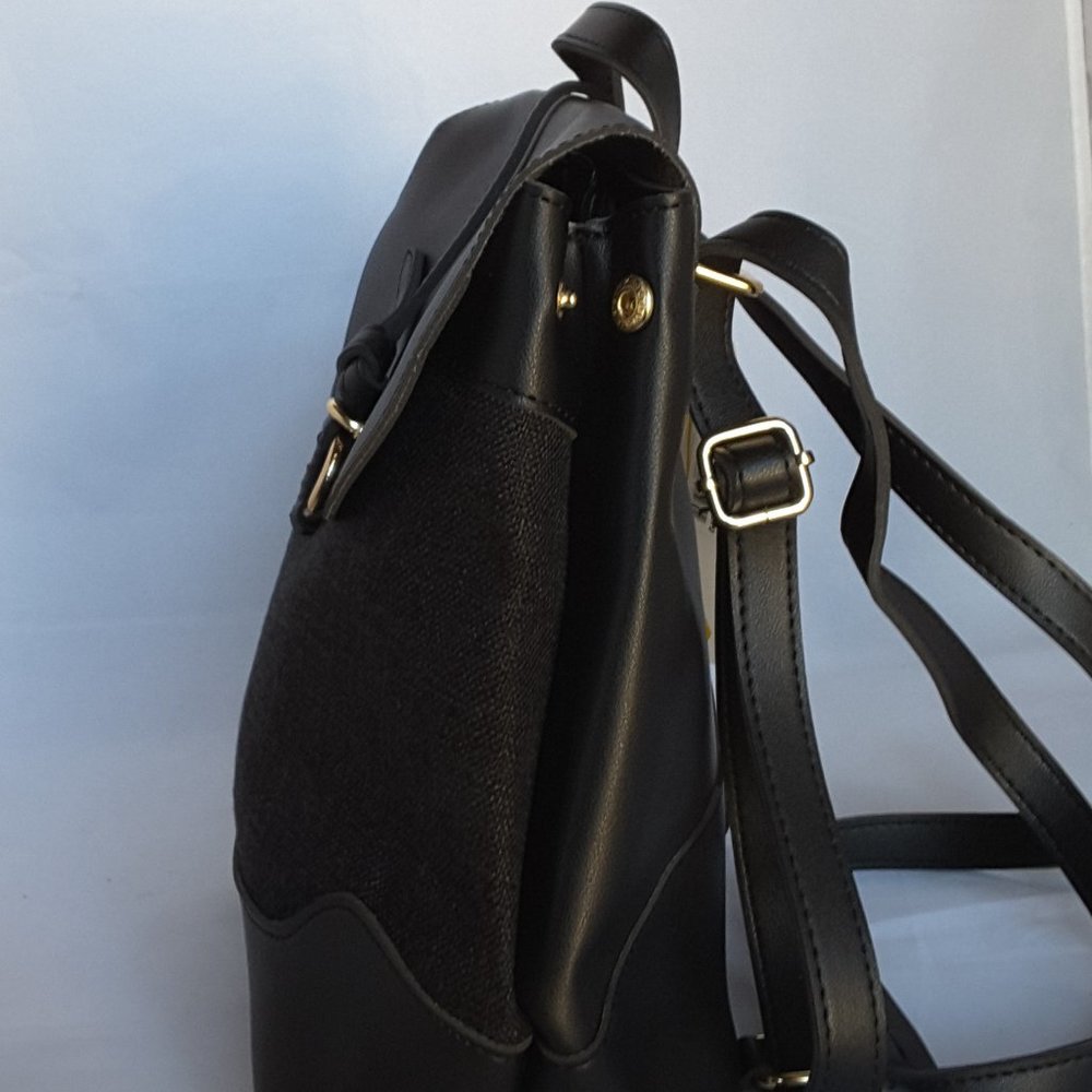 FAUX LEATHER BLACK BACKPACK - Picture 4 of 7